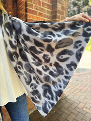 Grey Leopard Print Scarf