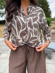 Chocolate Abstract Leaf Blouse Hailey