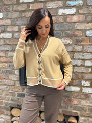 Gold Contrast Trim Shimmer Cardi Ophelia