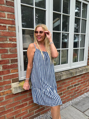 Navy Gingham Sun Dress Lauren