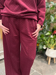 Wine Diamante Seam Front Trousers Nina