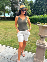 Khaki Gold Heart Knit Vest Matilda