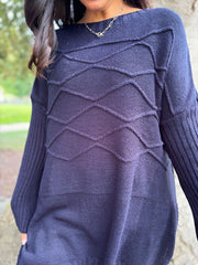 Navy Wave Detail Knit Darcie