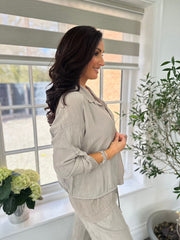 Mocha Textured Drawstring Jacket Kaylee
