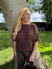 Chocolate Short Sleeve Chevron Knit Kenna