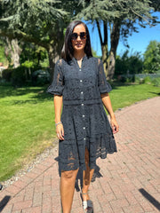 Black Mesh Lace Panel Dress Vivian