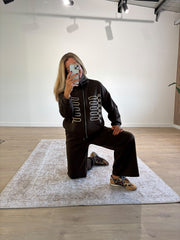 Chocolate Embroidered Pattern Tracksuit Kalina