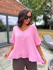 Candy Pink Bubble Cotton Top Kimberly