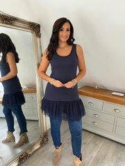 Navy Lace Mesh Hem Slip Rhianna