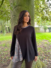 Black Ditsy Leopard Knit Top Danielle