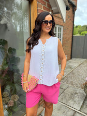 White Flower Detail Vest Nina