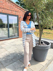 Denim Striped Longline Cardi Haven
