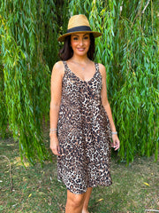 Mixed Leopard Sleeveless Dress Cleo