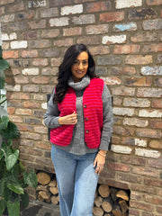 Lipstick & Red Stripe Fleece Gilet