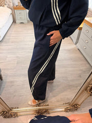 Navy Stripe Barrel Joggers Roxy