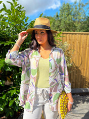 Mocha Abstract Leaf Shirt Rachel