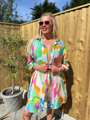 Multicolour Brushstroke Longline Shirt Polly