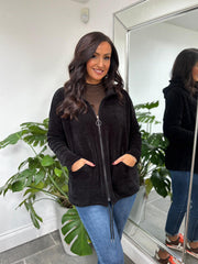 Black Chenille Zip Hoodie Mia