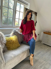 Wine Lace Mesh Hem Slip Rhianna