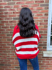 Red Drop Shoulder Striped Knit Mabel