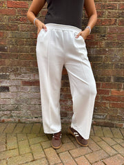 Winter White Seam Front Pull On Comfort Trousers