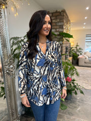 Blue Brushed Animal Blouse Gloria