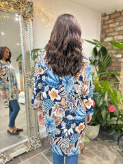 Navy Speckled Floral Tunic Gloria