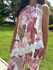 Pink Floral Lace Trim Set Kimberly