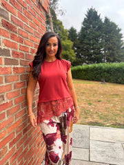 Rust Lace Hem Top Yasmin