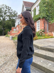 Black Open Collar Jumper Rhea