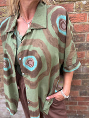 Khaki Tie Dye Print Blouse Katherine