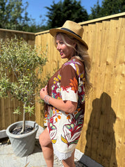 Chocolate Botanical Border Shirt Gemma