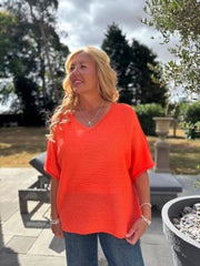 Orange Reverse Seam Knit Georgina