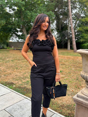 Black Ruffle Trim Vest Martina