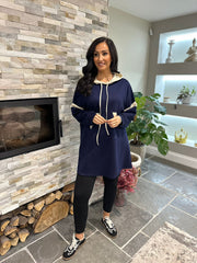 Navy Hooded Sweat Dress Jodie