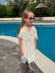 White Tassel Trim Dress Lily