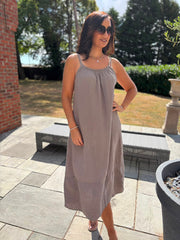 Mocha Bubble Cotton Dress Athena