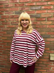 Wine Stripe Long Sleeve Top Yasmin