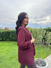 Wine Pinstripe Take You Anywhere Jacket