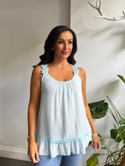 Blue Floral Strap Vest Top Lexa