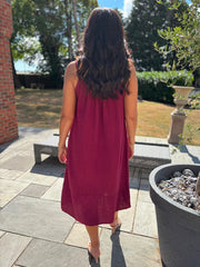 Wine Bubble Cotton Dress Athena