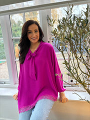 Grape Pussy Bow Blouse Ellis