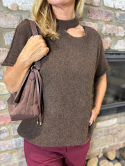 Chocolate Asymmetric Off Shoulder Knit Cora