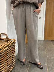 Mocha Bubble Cotton Trousers