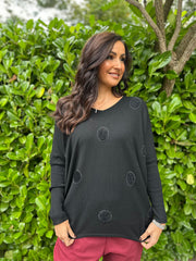 Black Polka Dot Tube Sleeve Knit Katy