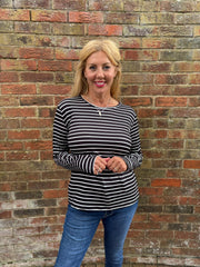 Black Striped Super Soft Round Neck