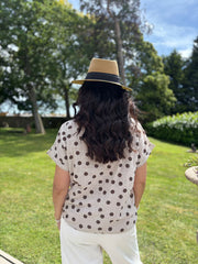 Mocha Polka Dot Tie Top Joanna