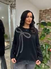 Black Embellished Bow Jumper Kelsey