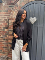 Black Polka Dot Super Soft Round Neck