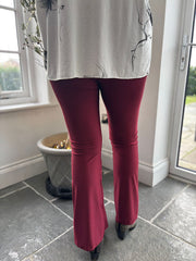 Wine High Waist Flared Leggings